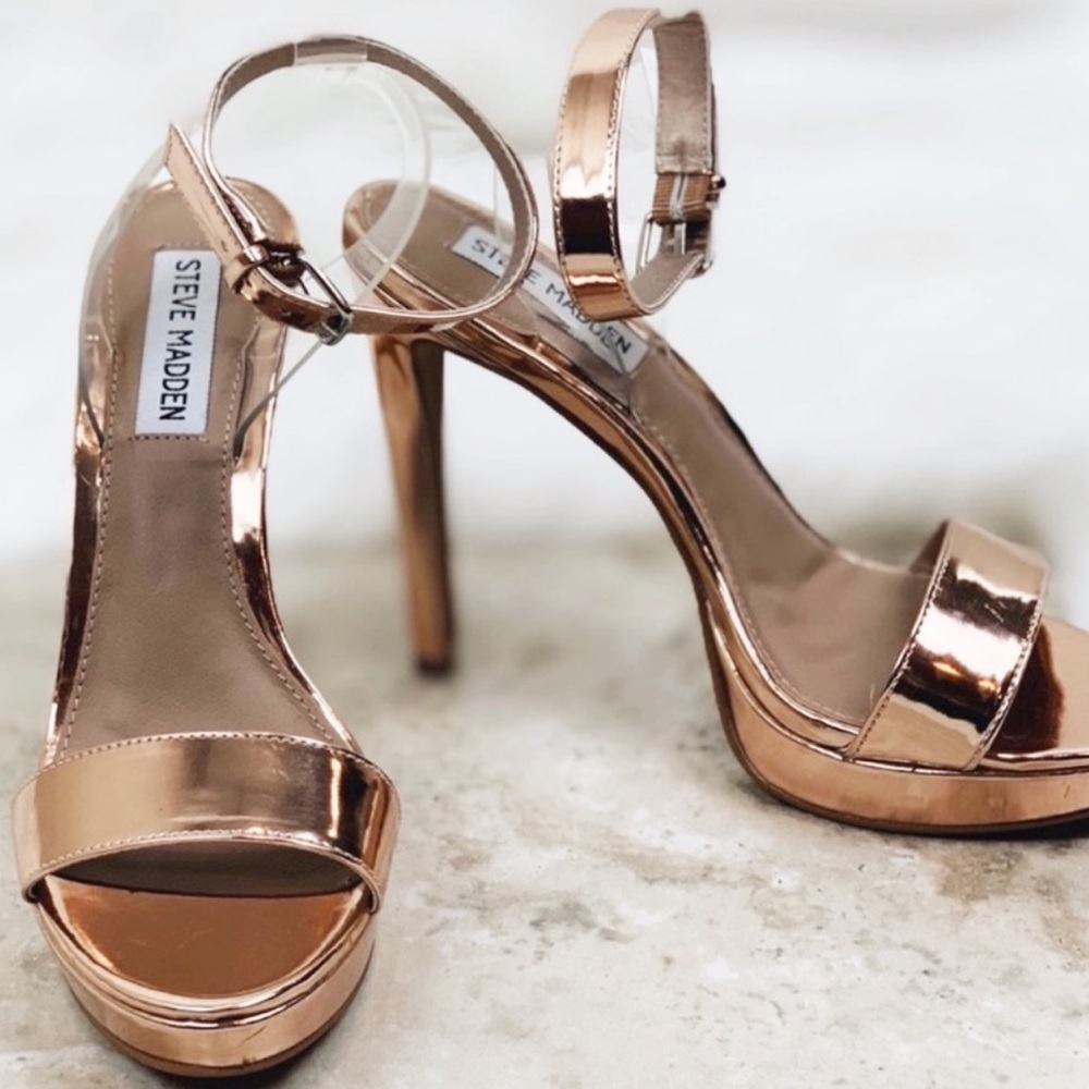 Steve Madden Casita Rose Gold Ankle Strap Sandal - Picture 4 of 10